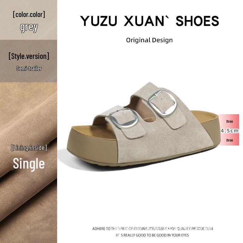 Nama Shoku Pan - Velcro Two-Strap Thick Sole Sandals 4.5CM