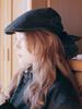 Poejidam Lace Scarf Flat Cap In Black