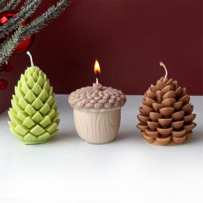 Moules en Silicone pour Bougies de Noël Formes Pomme de Pin Gland Cèdre Pomme de Pin DIY Bougie d'Aromathérapie Plâtre Décoration de la Maison Outils de Boulangerie