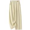 2025 New Women's Light Yellow Cotton Linen Nine-Point Wide-Leg Summer Pants
