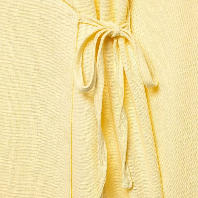 Kaslead New Arrival Women's Clothing Fashion Style Fashion Linen Kimono Tie-Front Top Casual Pants Suit