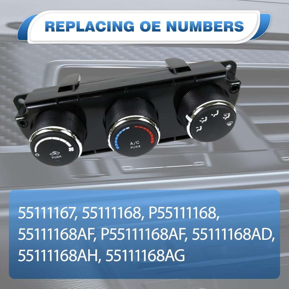 Air Conditioner Heater Control Unit, Replaces 55111167, 55111168, P55111168, 55111168AF, Compatible with Jeep Wrangler 2011-2013, 16 Pins, 1 pc (A)