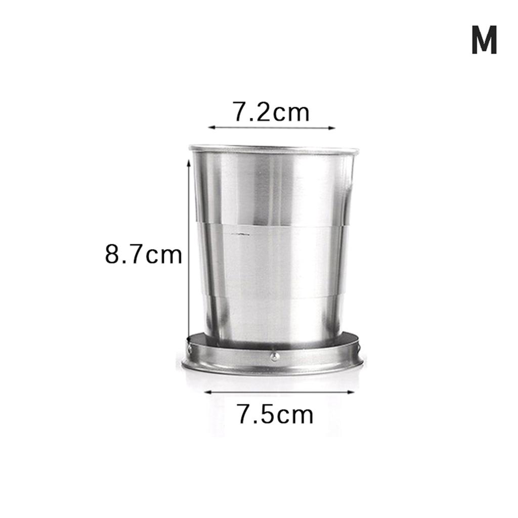 Skládací pohár z nerezové oceli s klíčenkou Přenosné zatahovací teleskopické poháry