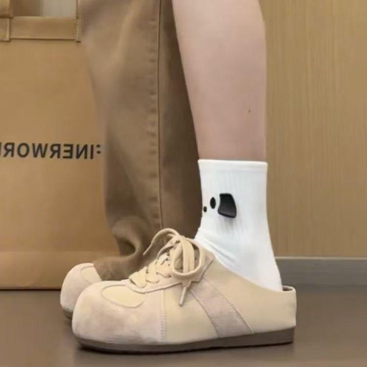 Women's shoes inner height increase thick sole niche bag head drag women 2025 autumn wear versatile ugly cute sports casual half slippers