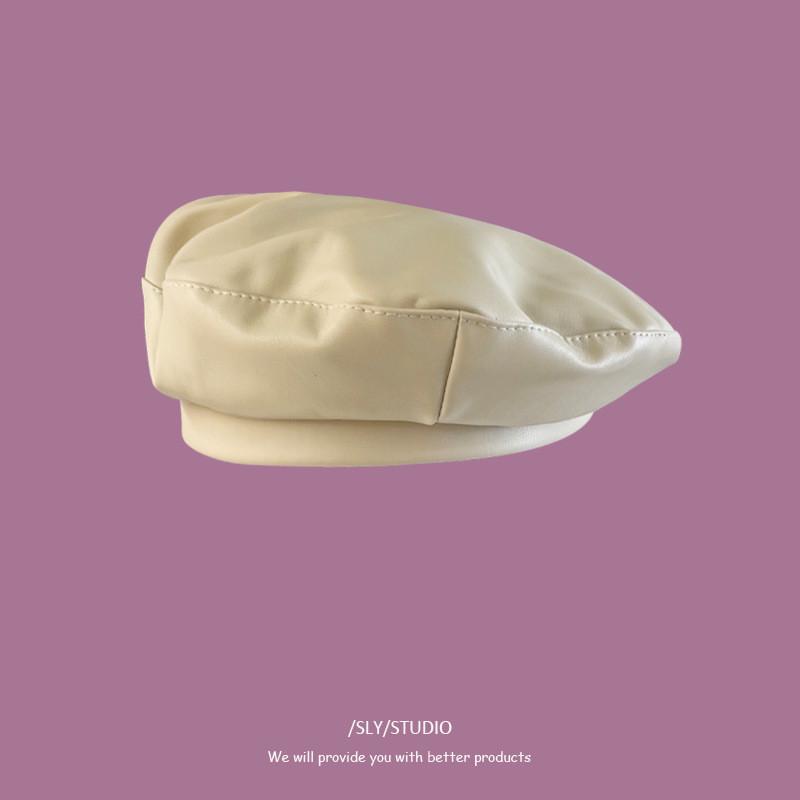 Beret Hat Women Pu Leather Fashion Hat For Street Style And Winter Warmth