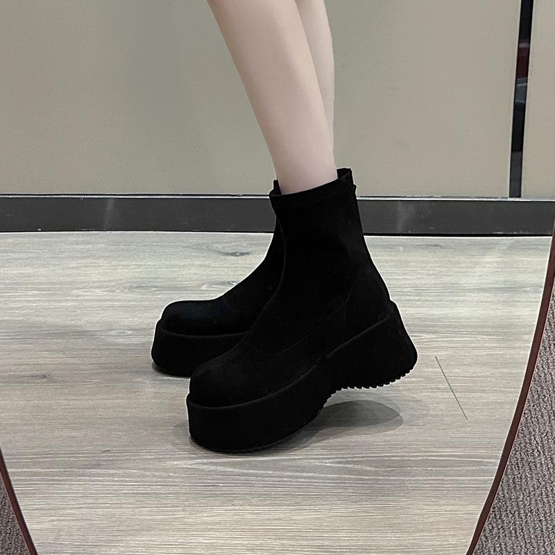 Women's Thin Fashion Versatile Soft Elastic Comfortable Ankle Boots Shock Absorption Non-slip Casual Sports Martin Boots