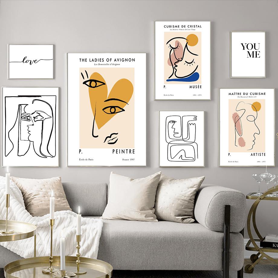 Abstrakcyjne Linie Oczu Twarz Minimalistyczne Nordyckie Plakaty I Grafiki Sztuka Ścienna Obrazy Na Płótnie Do Salonu Dekoracja Domu