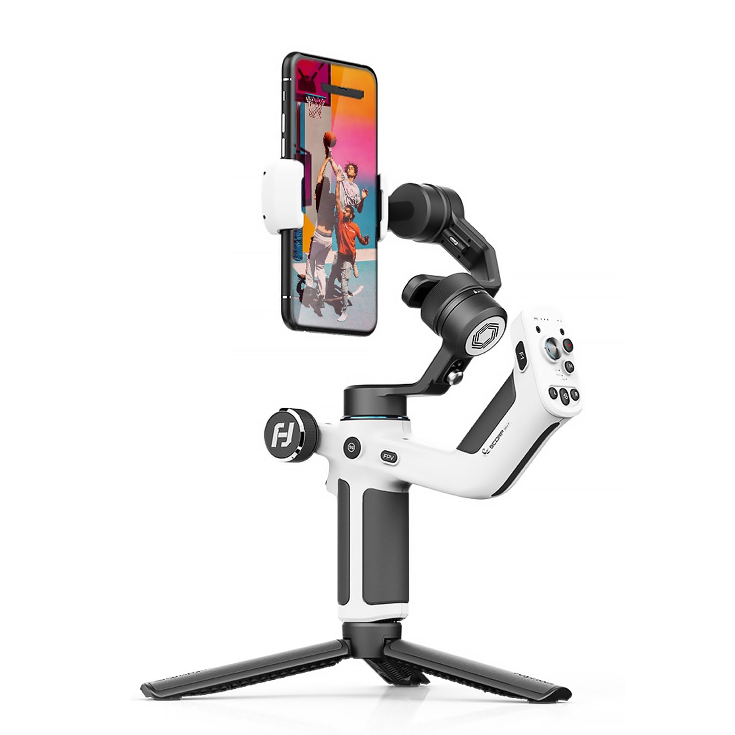 

FeiyuTech SCORP Mini P Standard Pack Smartphone Gimbal Stabilizer Sling Tripod Double Maximum 520g for Android and Video White [3-Axis Gimbal, 360° білий