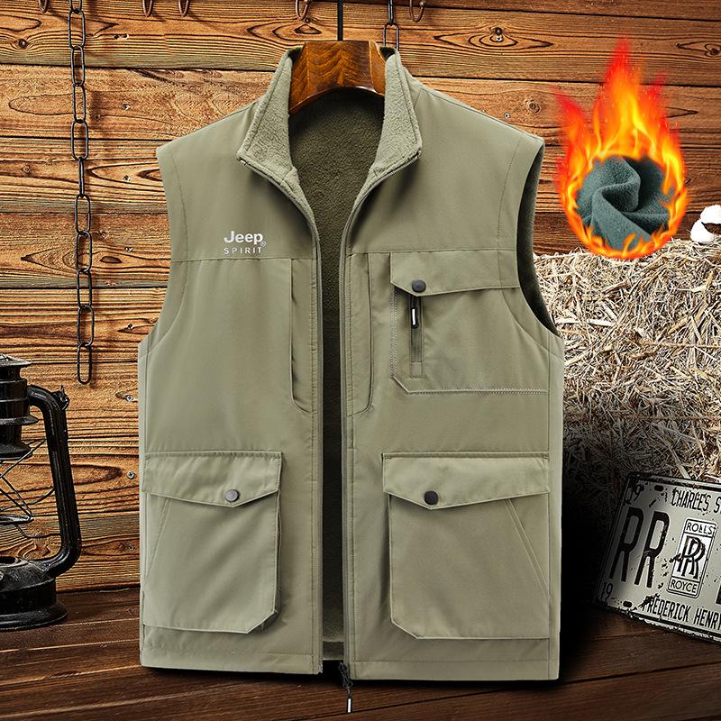 Мужская двусторонняя флисовая жилетка-куртка — Осень/Зима 2024, Утепленная, с защитой от скатывания. XL