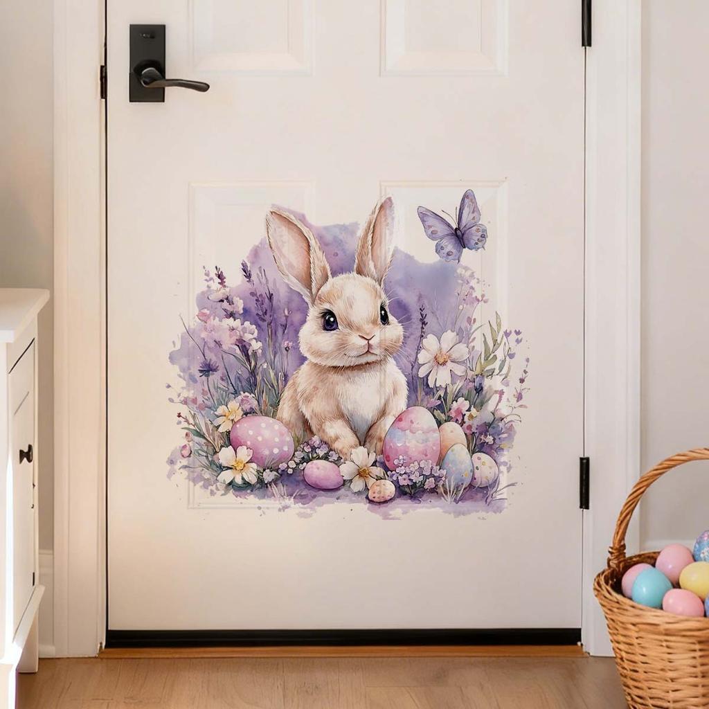 Easter Wall Stickers, Creative Gentleman Bunny Decor, Self-Adhesive Wall Art for Bedroom Living Room Holiday Background Decoration