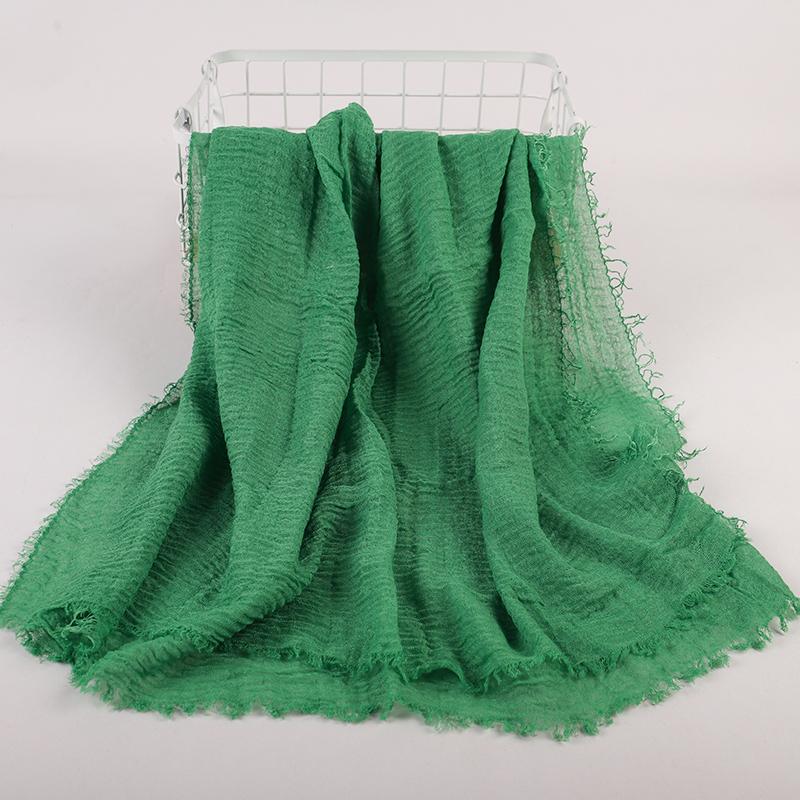 Ramadan Cotton Crinkle Headband Veil Scarves Women Solid Color  Head Wraps Long Scarves Turban Headband Muslim Fashion Headscarf