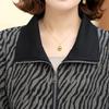 Middle-aged Women's Striped Long-sleeve Turn-down Collar Casual Jacket for Spring and Autumn