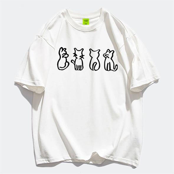 Heavy cotton cartoon fun short-sleeved T-shirt men's and women's summer new loose design niche half-sleeved top tide
