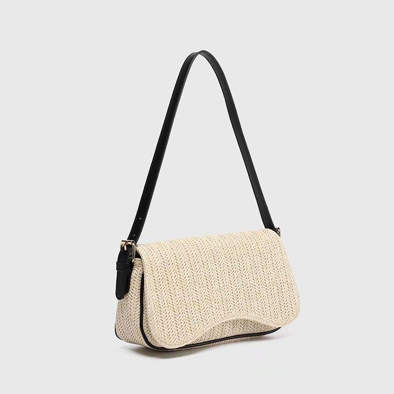 2025 Summer Women's Straw Woven Handbag: Fashionable French Style Shoulder and Underarm Bag