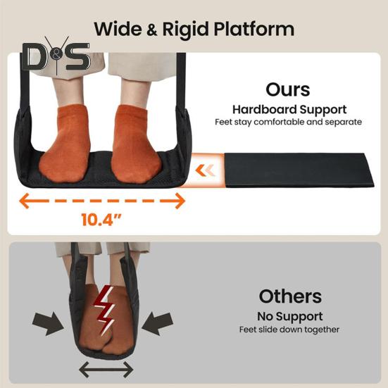 Flygplansfot hängmatta Längdjusterbar Bred plattformsbas Fotstöd Bärbar Kontor Under-Skrivbord Fötter Avslappnande Hängmatta Researtiklar