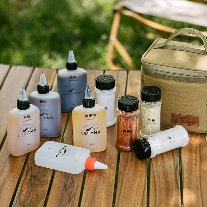 Outdoor Portable Seasoning Bottle Set Camping Picnic Seasoning Dispenser Sealed Oil Bottle Combination Seasoning Storage Bag