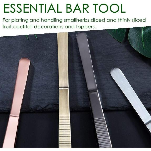 Tongs Tweezers - 12 Inch / 30cm Long Food Tongs Straight Serrated Forceps Cocktail Tweezers Bar Tool, ITTZ0001 (Glod)