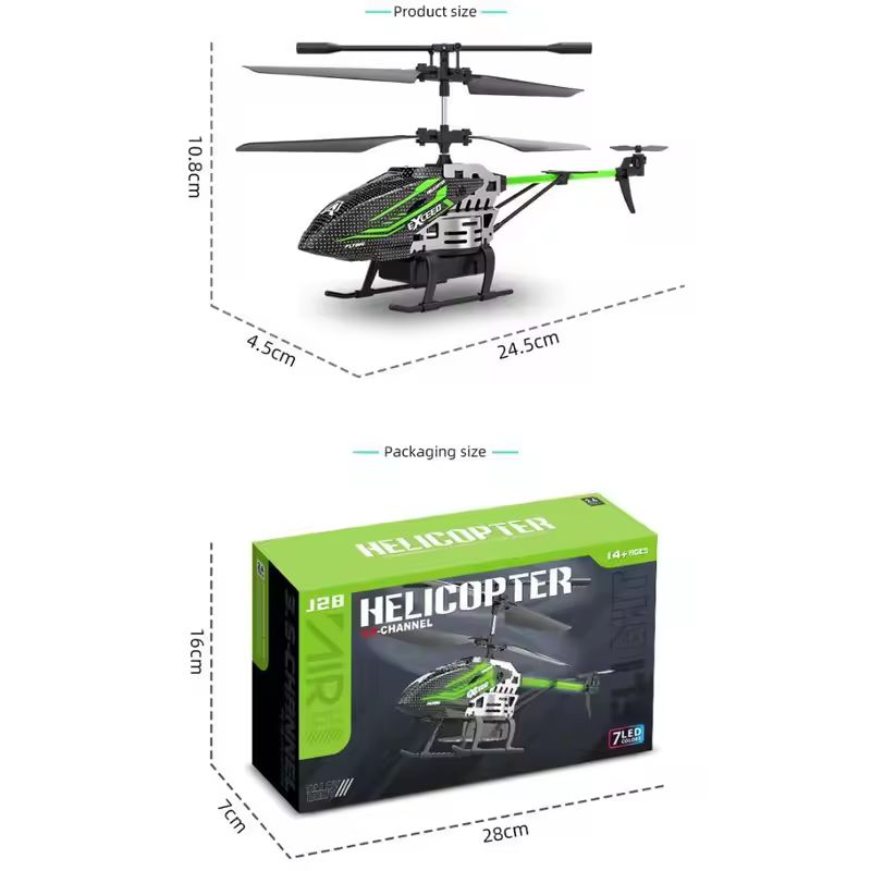 Alloy ABS RC Helicopter: 7 LED Colors (Red/Green), Fixed Height, USB Charge | High-Control Toy
