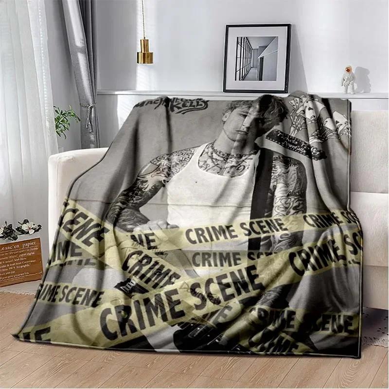 Machine Gun Kelly Poster Flannel Blanket Warm Music Art Throw for Bedroom Sofa Bed Travel Picnic Fan Gift