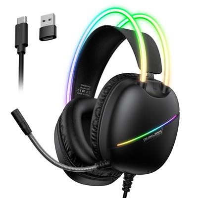 Onikuma X33 Casque de jeu filaire sport RGB à montage sur tête, USB Type-C, Éclairage RGB, Haut-parleur 50mm, Micro omnidirectionnel