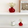 Unik form Transparent Granatäpple Glasvas Röd Dekorativ Hydroponisk Blomvas Handblåst Glasvas Bröllopsdekoration