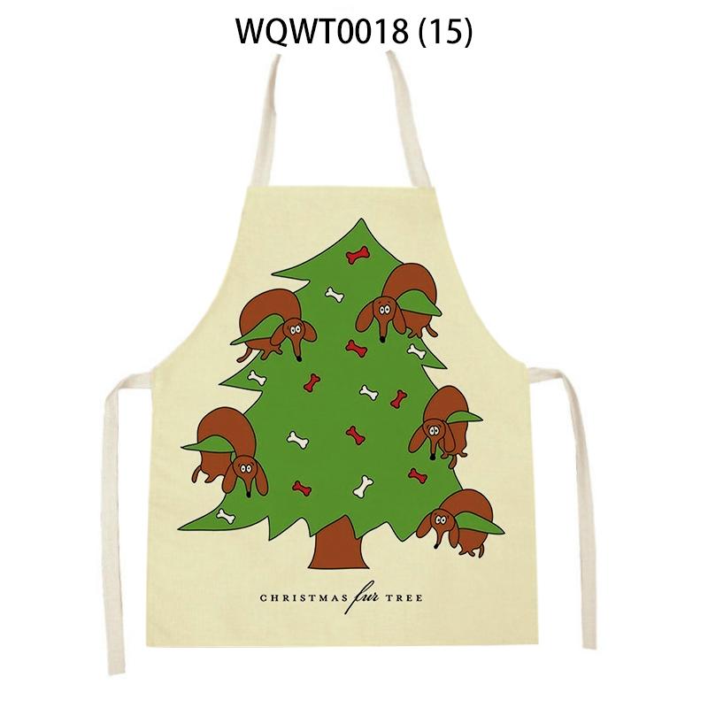 Lovely Animal Dog Printed Linen Sleeveless Kitchen Aprons Women Men Home Cooking Baking Waist Bib Dachshund Cleaning Aprons