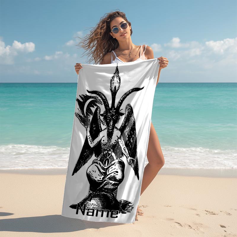 Personalized customized proof beach towel with Baphomet pattern - soft, absorbent, quick-drying, perfect swimming, camping&bathing