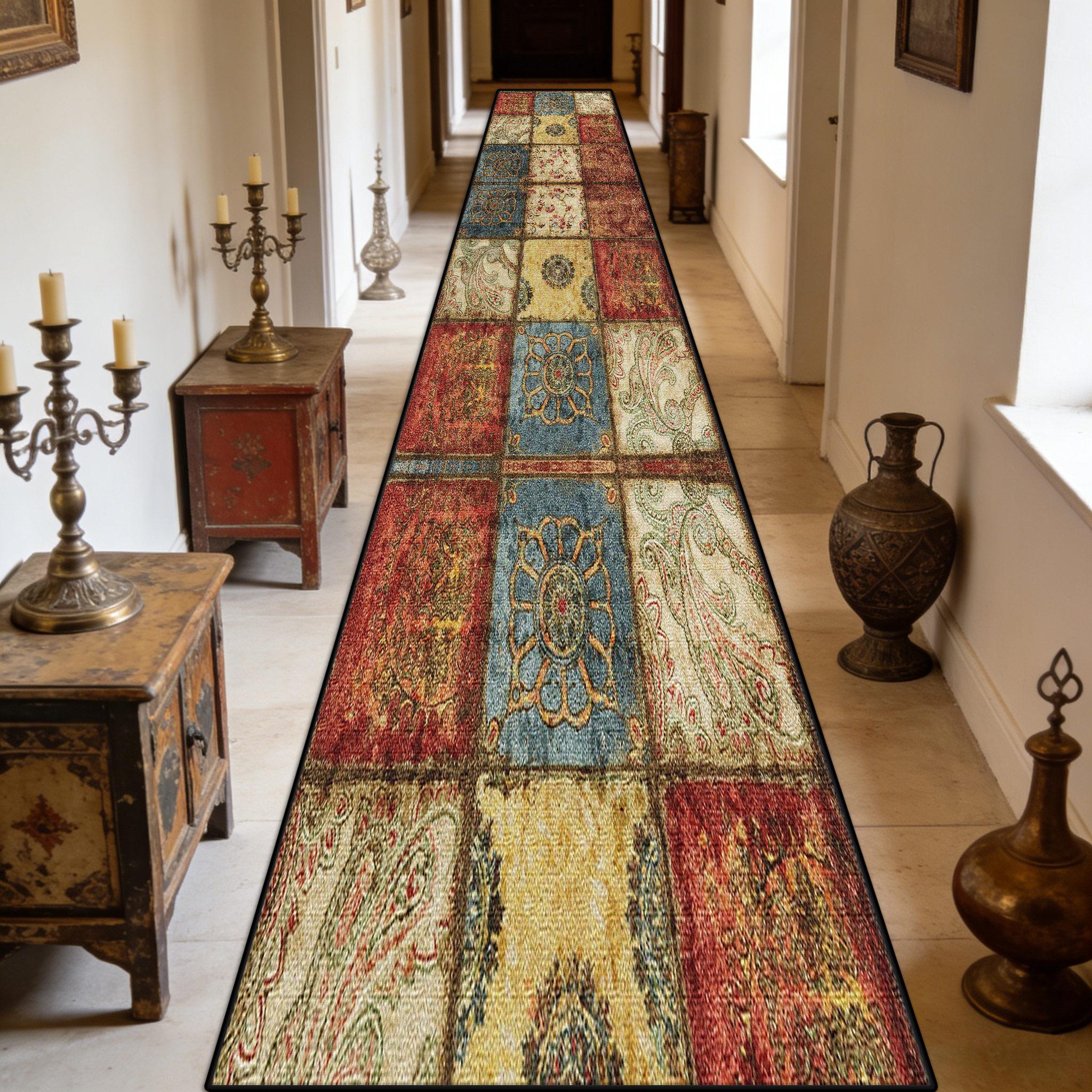Turkije Retro Geometrisch Lang Loperkleed Decoratie Huis Antislip Wasbaar Gangkleed Woonkamer Bankgebied Voetmat Gangpad 1.6x4.9ft(50x150cm)