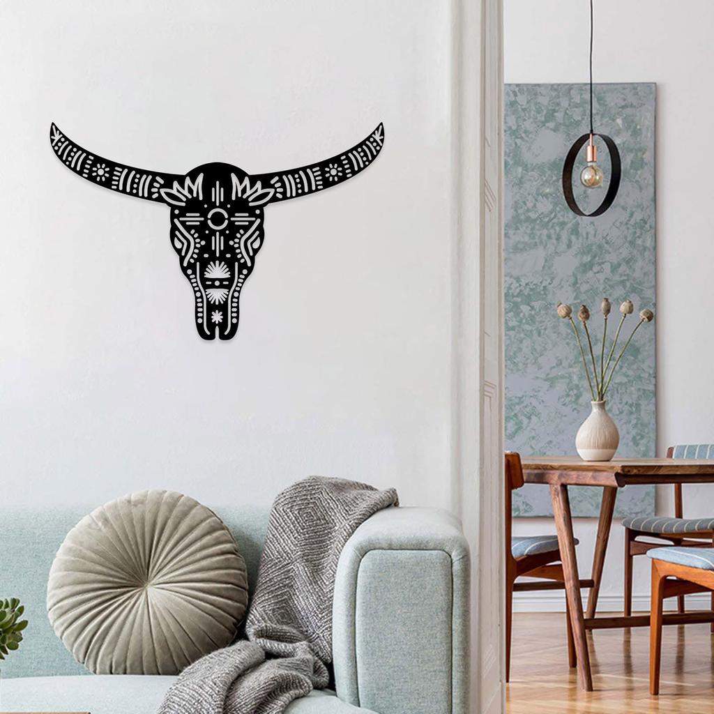 Creative Cow Skull Wall Art Drawing Abstract Decors Elegant Metal Wall Decors Add Artistic Touch To Room Office