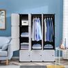 12 Cube Organizer Stackable Plastic Cube Storage Shelves Design Multifunctional Modular Closet Cabinet with Hanging Rod White Doors and Black Panels