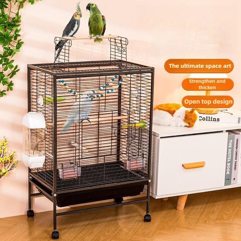 Luxury Bird Cage Large Parrot Birds Cages Accessories Drawer Wheels Birds Houses Lock Parrots Pigeon Feeder Birdcage Supplies