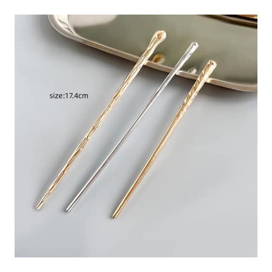 Kanzashi Stick Hairpin, Single Prong, Simple Hair Accessory, Yukata, Brass, Gold Plated, Cherry Blossom Pattern, Glass Bead, Sparkling, Dangling