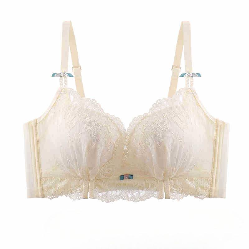 

Ladies Spring and Autumn New Lace Gather Small Breasts Show Big Retraction Pair of Milk To Prevent Sagging Underwear 32/70AB шампанського