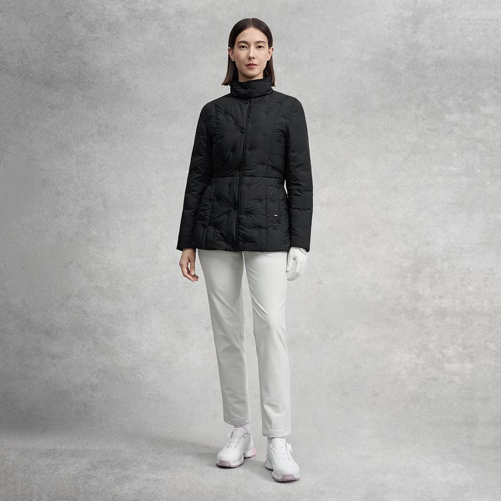 Fila Golf Series Fashion Simple Solid Color Waist-Defined Casual Sports Golf Versatile Lightweight Down Jacket Women Outerwear A11W545901FBK