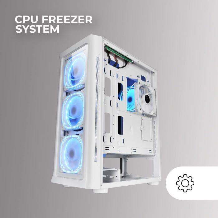 Boîtier de jeu - mars gaming - mc-neo blanc - e-atx - 5 ventilateurs argb - verre trempé