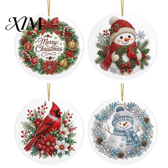 Acrylic Holiday Hanging Ornaments Christmas Ornament, Double Side Printed Santa Pendant for Tree Window, Indoor Outdoor 2D Flat Festive Decor