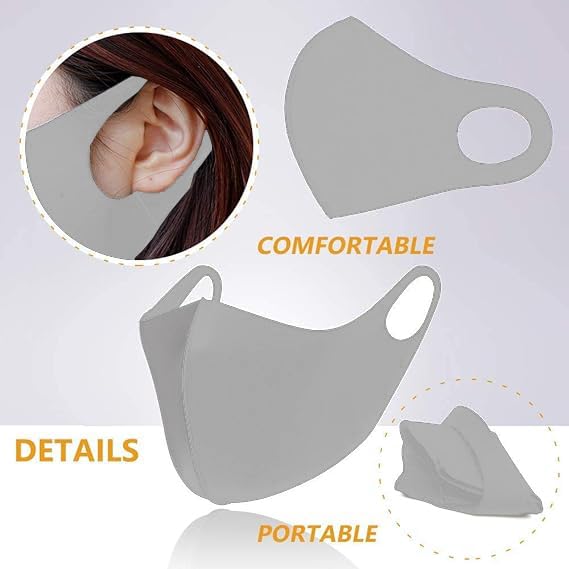 Anti-Pollution Reusable and Washable Face Mask for Adult, Unisex, Soft Breathable Fabric (Grey) - Pack of 6