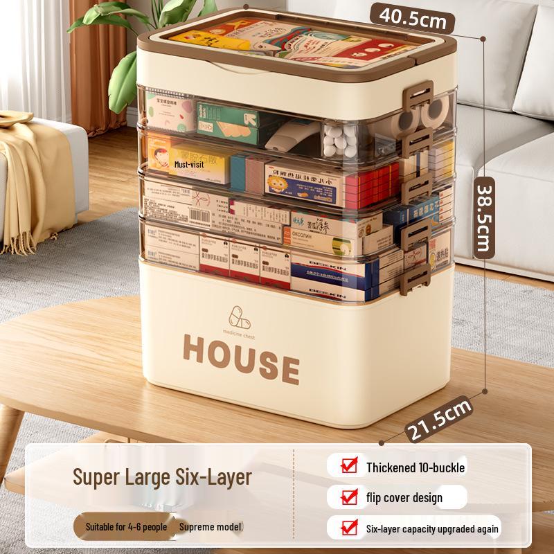 Large Multi-Layer Medicine Storage Box - Portable Family First Aid Kit