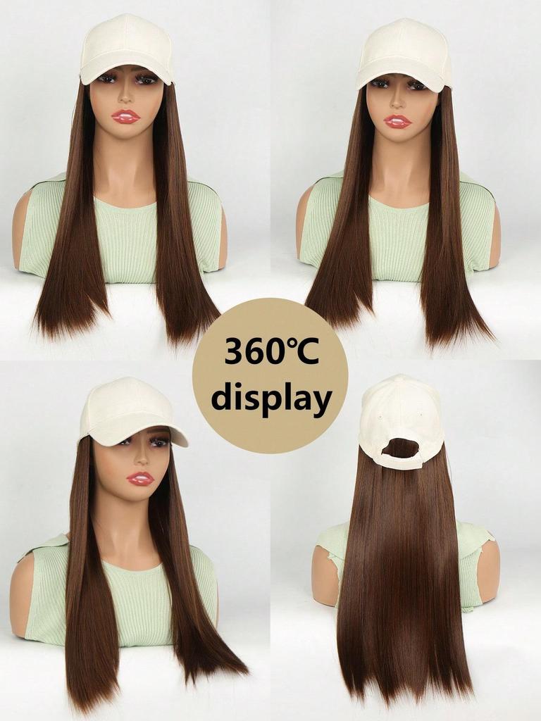 Synthetic Adjustable Off-white Hat Wigs  Seamless Connection Hair Extensions for Women