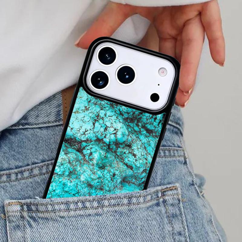 Turquoise Stone Marble Pattern Phone Case for iPhone 17ProMax 12 13 14 15 16e 17 Pro Max Plus Air Cover