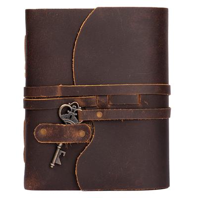 Diario vintage in pelle fatto a mano, formato 6x4, colore marrone cioccolato.