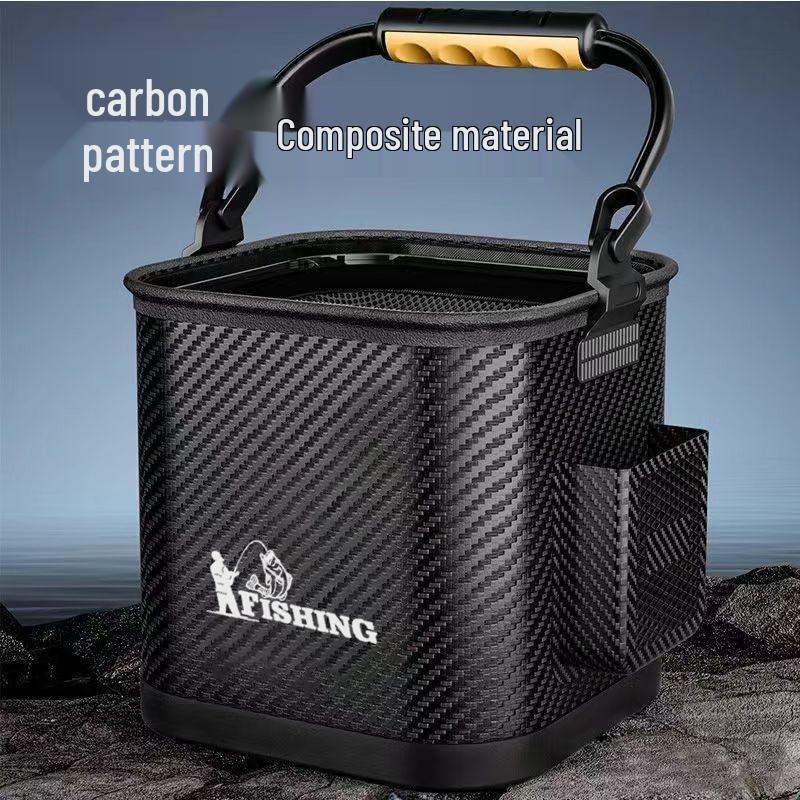 

Portable Thickened Folding Fish Bucket for Outdoor Fishing 22L Flat Bottom with Handle чорний