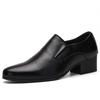 6-8 Cm Height Increasing Men Business Dress Shoes Slip On Pointed Toe Cowhide Leather Classic Men Formal Oxfords Black