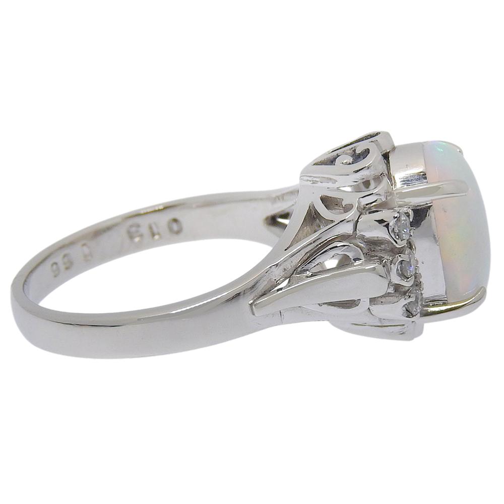 Ring Pt900Platinum/opal/diamond #5.8(US Size) 6.5g Women Used