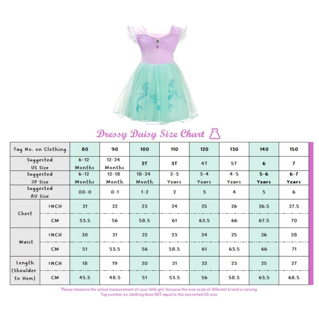 Dressy Daisy Toddler Tulle Skirt Mermaid Cosplay Ariel Princess Halloween Size Ages Girls' Costume, Costume, Dress, Costume, 110, 4-5