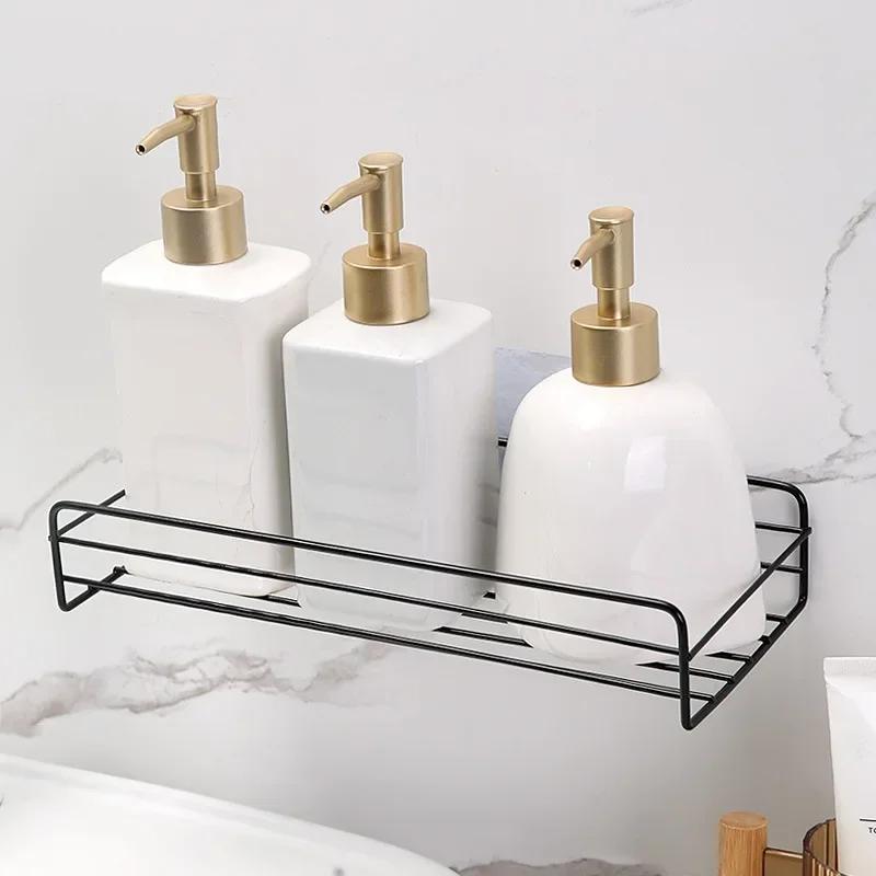 Bathroom Toiletries Storage Rack Wall Mounted Non Perforated Right Angle Storage Rack Shampoo Rack Shower Drainage Basket