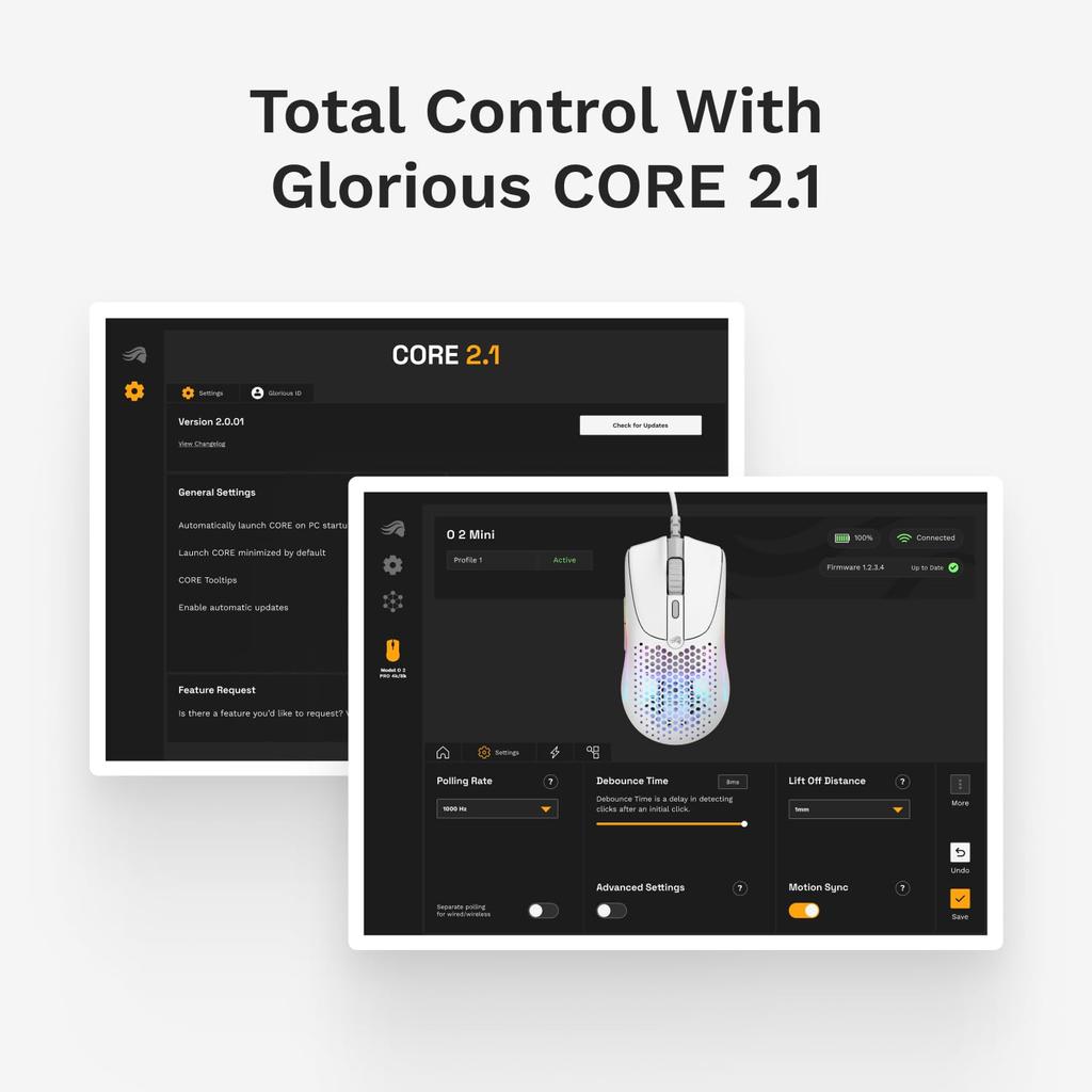 Glorious Model O 2 Mini Matte White Lightweight Wired Gaming Mouse GLO-MS-OMV2-MW MS0739