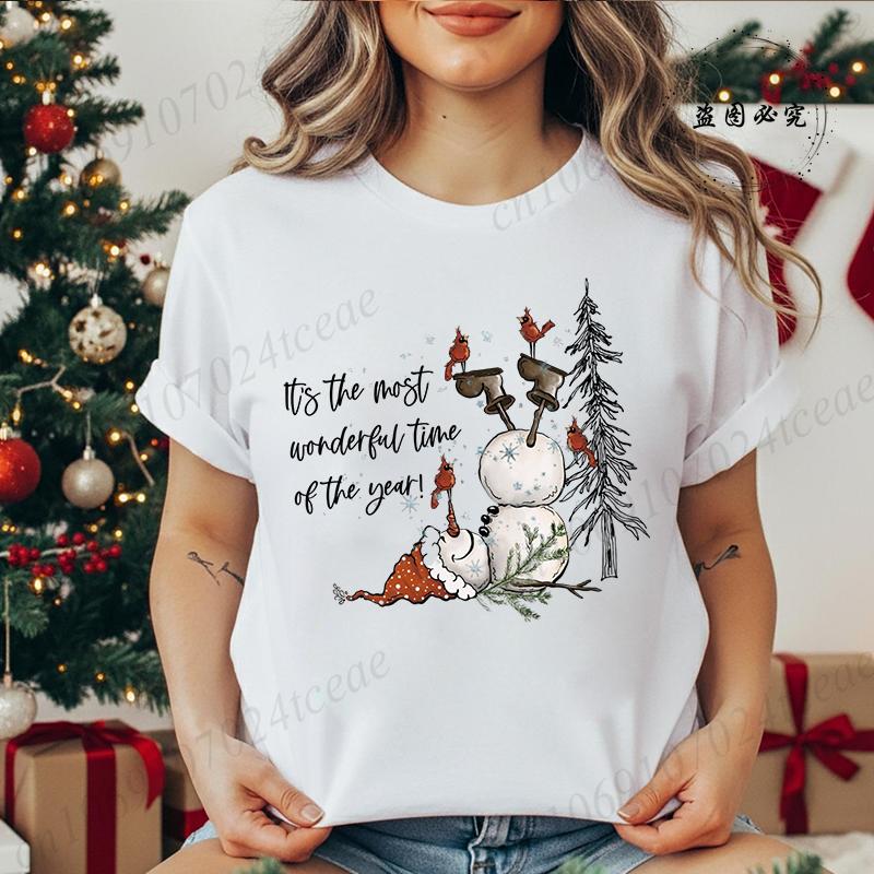 Women's Shirt It’s The Most Wonderful Time of The Year T Shirts Gingerbread Christmas Tee Festive Holiday Shirt Cookie Lover Top