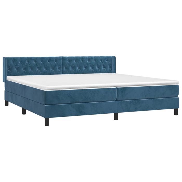 3131163 vidaXL Divan Bed and Mattress Dark Blue 200x200cm Velvet