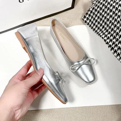 Elegante Damen-Ballerinas mit niedrigem Absatz und Schleife Schuhe für Damen Rutschfest Sommer 2024 Chic Spitze im Angebot Schnelle Lieferung Neueste Freizeit